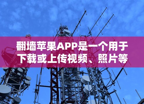 翻墙苹果APP是一个用于下载或上传视频、照片等文件的软件，专为苹果设备设计。苹果公司提供了一系列翻墙工具和下载器，这些工具可以帮助用户在苹果设备上进行翻墙操作